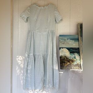 Vintage Blue Ditsy Floral Prairie Dress Large